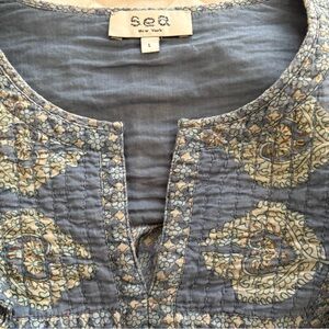 Sea New York Quilted Sleeve Blouse Size Large